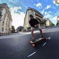Skateboarder Rides on Newly Made Road