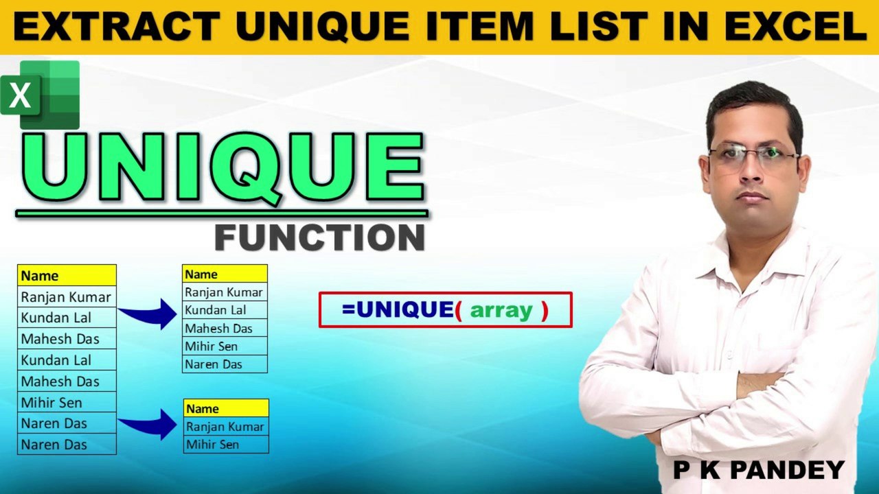 Ms Excel UNIQUE Function