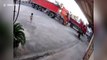 Chinese 6-year-old avoids serious injuries after being run over by truck