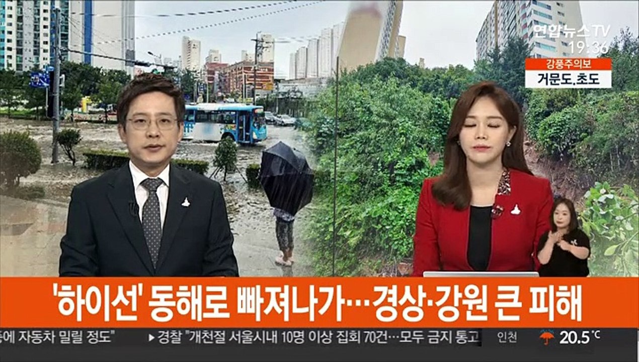 태풍 '하이선'에 실종 1명 ·부상 5명…이재민 124명