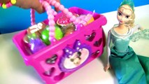 Elsa goes Shopping with Minnie Mouse Bowtastic Basket Food Velcro Set Fruit Bakery Cutting Playset