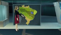 Pretty TV Weather Girl in Pleated Skirt