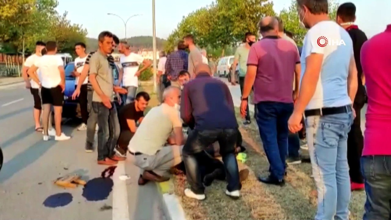 Otomobilin çarptığı motosiklet sürücüsü yaralandı