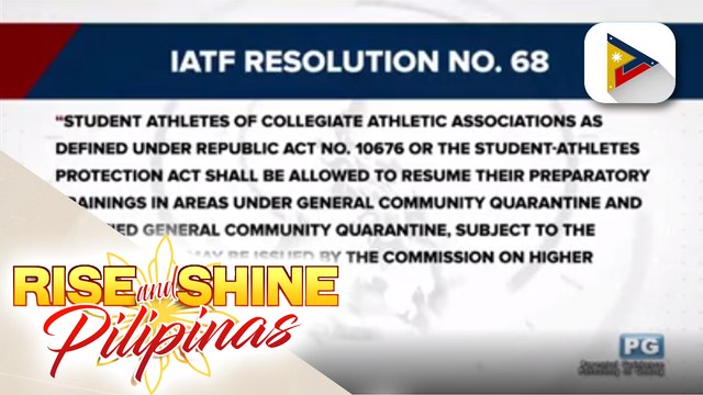 Pag-eensayo ng mga student-athletes, papayagan sa GCQ at MGCQ areas