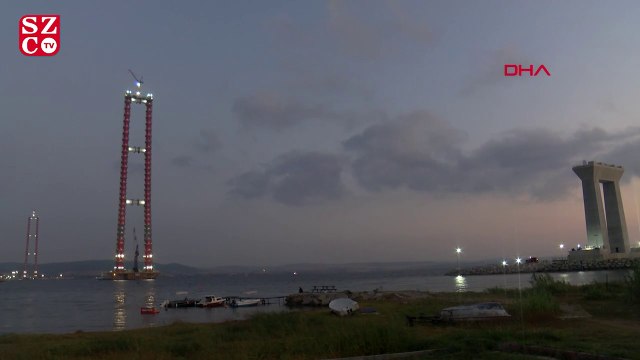 Çanakkale Köprüsü'nde kılavuz halat çekimi nedeniyle, gemi geçişlerine kapatıldı