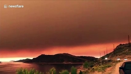 Orange smoky haze over Colorado due to Cameron Peak Fire