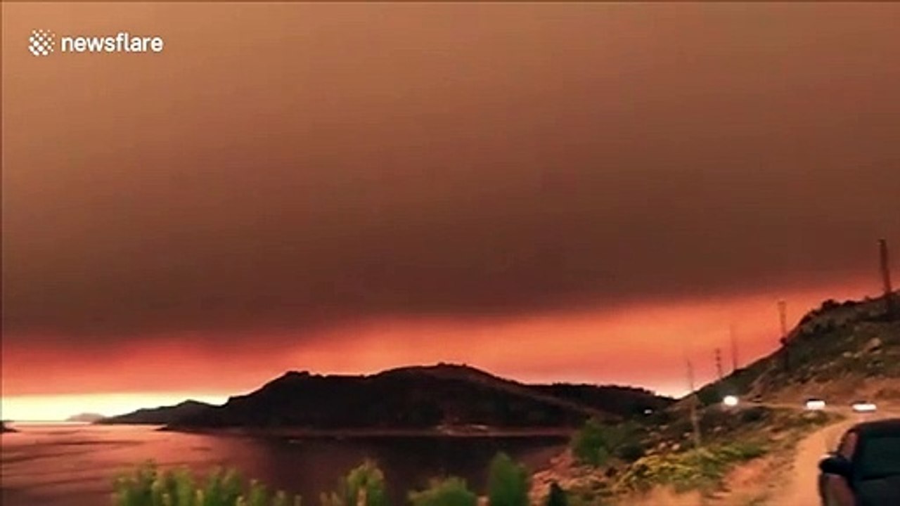 Orange smoky haze over Colorado due to Cameron Peak Fire