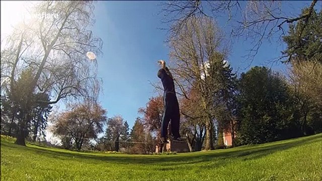 German athlete nails backflips while balancing on slackline