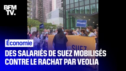 Les salariés de Suez se sont mobilisés ce mardi pour protester contre l’offre de rachat de Veolia