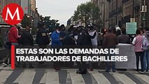 Trabajadores de Colegio de Bachilleres cierran calles de Zócalo de CdMx