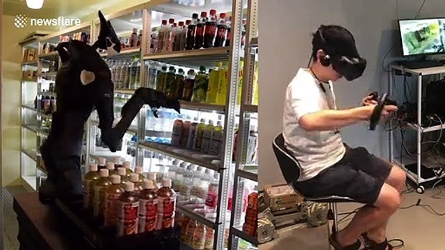Robot stacks shelves in corner shop in Japan
