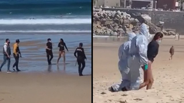 Virüslü hasta denize girdi, polis gözaltına aldı