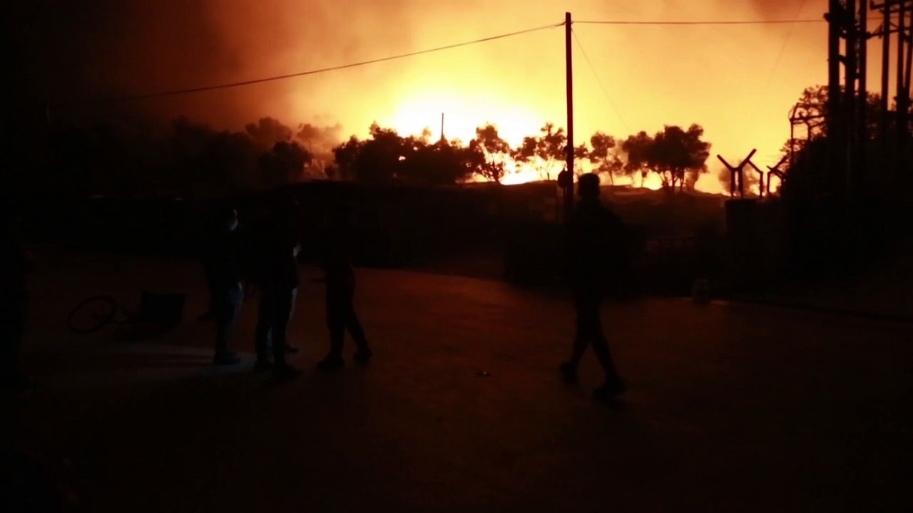 Größtes griechisches Flüchtlingslager Moria in Flammen