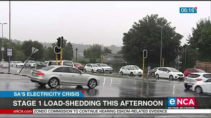 Stage 1 load-shedding this afternoon