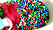 Little Mermaid Ariel Swimming in Pool of M&M's Chocolate Surprise with Disney Finding Dory Surprises