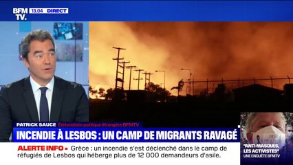 Descargar video: Des milliers de migrants sans-abri après un gigantesque incendie dans le camp de Lesbos, en Grèce