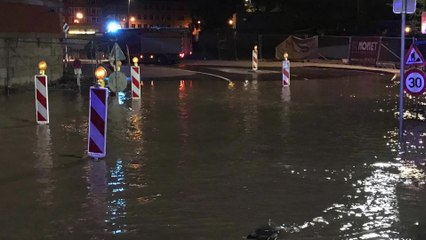 Spectaculaire inondation au grognon à Namur