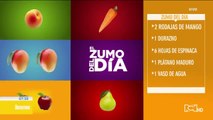 Zumo para desarrollar músculos: mango, banano, durazno y espinaca