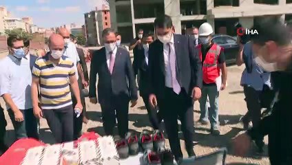 Bakanlar Kasapoğlu ve Kurum yurt inşaatında incelemede bulundu