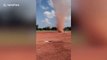 Terrifying moment dust devil interrupts basketball game in Taiwan