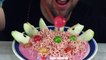 ASMR SWEET PINK NOODLES + CANDY + PEAR | MUKBANG | EATING SOUND (NO TALKING)  BEST SOUND
