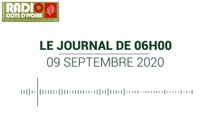 Journal de 06h00 du 9 septembre 2020 [Radio Côte d'Ivoire]