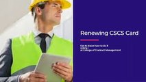 Renewing CSCS Card