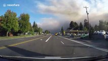 Dashcam captures sky changing colours while driving through wildfire-hit Oregon cities
