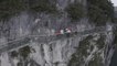 Workers repair glass skywalk at China’s Tianmen Mountain National Forest Park