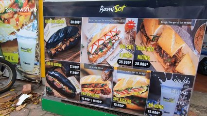 Bizarre one-of-a-kind charcoal-like black bread made in Vietnam