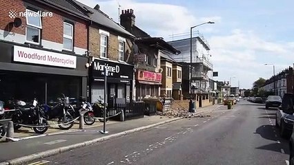 Road cordoned off after building's roof collapses in northeast London