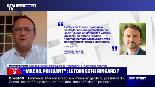 C'est du racisme de classe : Damien Abad répond à Grégory Doucet, qui avait jugé le Tour de France machiste et polluant