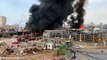 Lebanon firefighters try to put out huge fire at Beirut port
