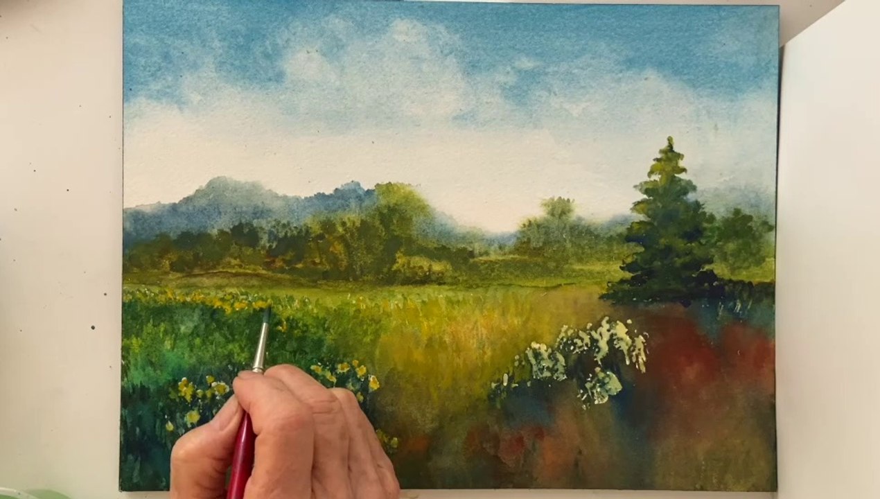 Solitude, a watercolor tutorial how to paint a lonely landscape.