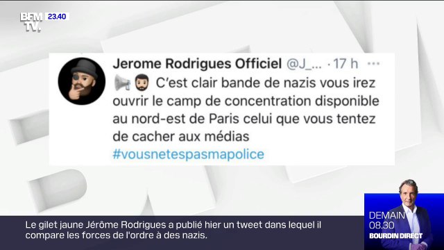 Jérôme Rodrigues traite des policiers de nazis , Gérald Darmanin porte plainte contre lui