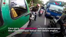 Wanita Jatuh dari Angkot Gara-Gara Rem Mendadak