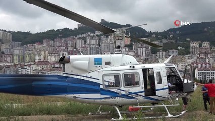 Trabzon'da dolgu alanına inen helikopter paniğe neden oldu