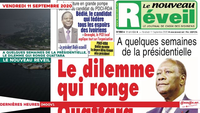 Le Titrologue du 11 Septembre 2020 : A quelques semaines de la présidentielle, le dilemme qui ronge Ouattara