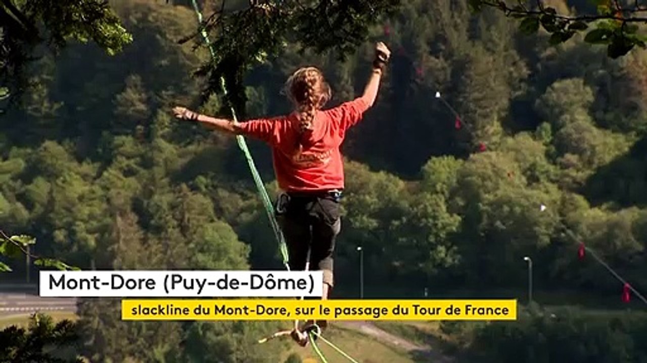 Une slackline 200 mètres d'altitude audessus du Tour de France Vidéo Dailymotion