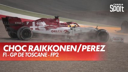 Accrochage entre Raikkonen et Perez en FP2 - GP de Toscane