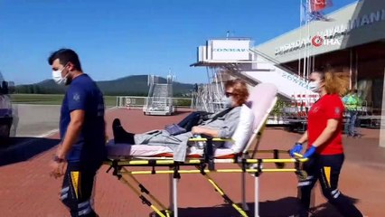 Anjiyo olan hasta Alman hava ambulans uçağı ile alındı