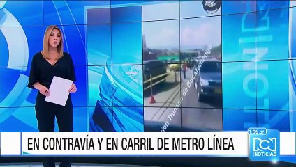 Escoltas del gobernador de Santander invadieron, en contravía, el carril exclusivo de Metrolínea