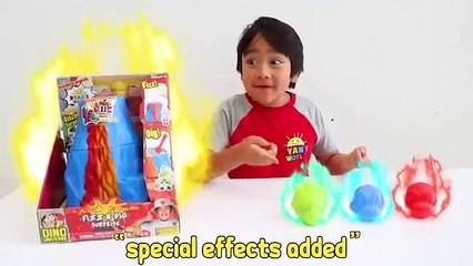 Ryan's Dinosaur Adventure to find Mystery Volcano Surprise!!!