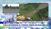 Así se ven desde el aire las instalaciones para la misa campal en el parque Simón Bolivar