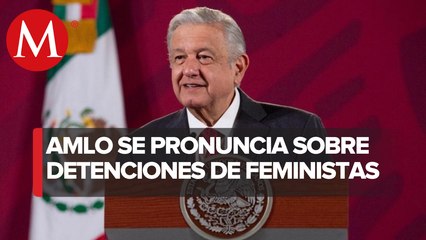 AMLO pide proteger a mujeres tras toma y detenciones en CDHEM