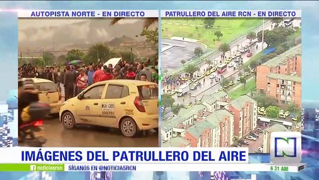 El Patrullero del Aire sobrevoló una de las manifestaciones que adelantaron los taxistas en Bogotá