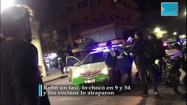 Robó un taxi, lo chocó en 9 y 54 y los vecinos lo atraparon