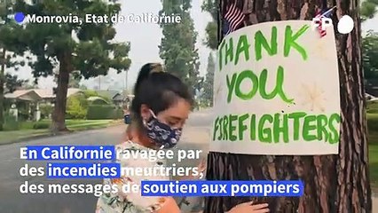 "Merci les pompiers": les Californiens affichent leur soutien