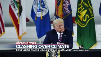 Descargar video: Trump dismisses climate change’s role in wildfires, blaming dry wood on forest floors - WNT