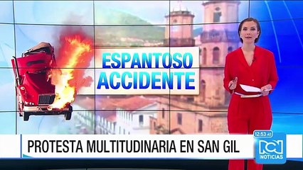 Protesta en San Gil por riesgo que implica paso de vehículos pesados por vía principal